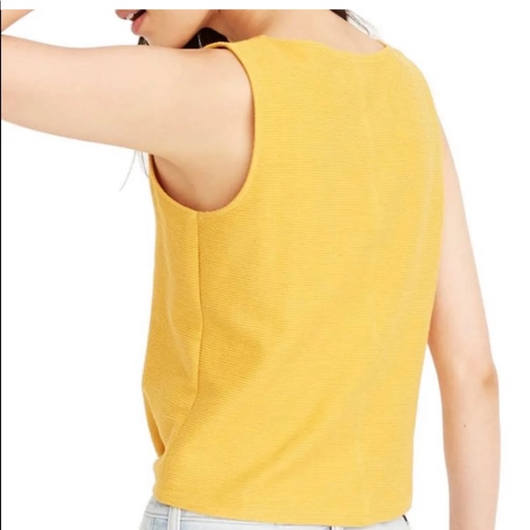Madewell Mustard Yellow Ribbed Button Front Tie Tank Top Sz XS - Picture 10 of 10